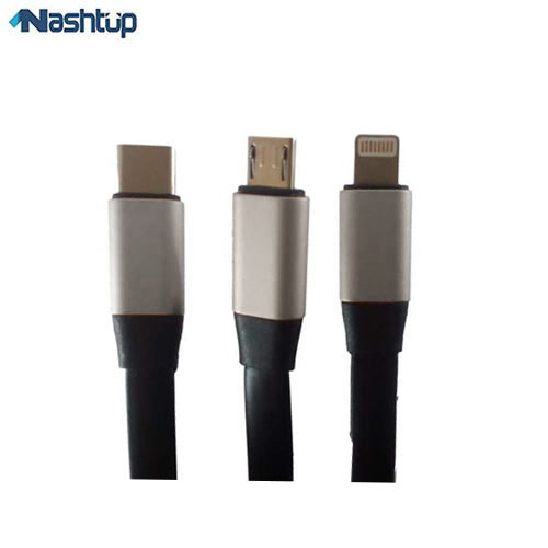 کابل تبدیل USB به microUSB/USB-C/لایتنینگ وی-اسمارت مدل vs-6 طول 1.2 متر 