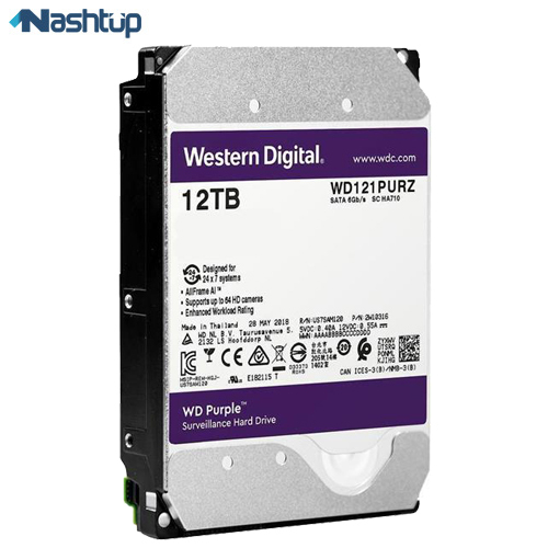 هارد دیسک اینترنال وسترن دیجیتال مدل  WD121PURZ Purple 256MB Cache ظرفیت 12 ترابایت 